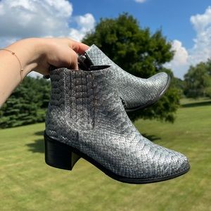 Silver snakeskin booties. Blondo Size 7.5
